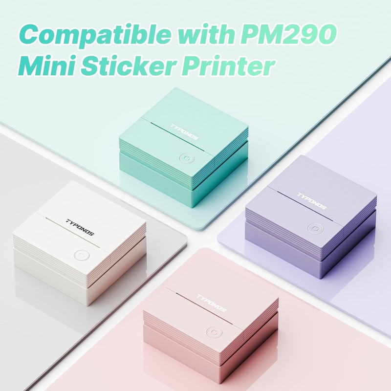 TYPONOS Genuine Self-Adhesive Thermal Printer Stickers, 54mmx3.2m Sticker Paper, Compatible with PM290 Mini Sticker Printer, Thermal Sticker Paper for Journal, Study, Photos, 3 Rolls, Blue/Pink/Purple - Image 3